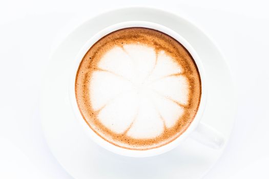 cup of hot mocha isolated on white background