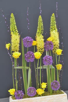 exhibition floral bouquet on gray background