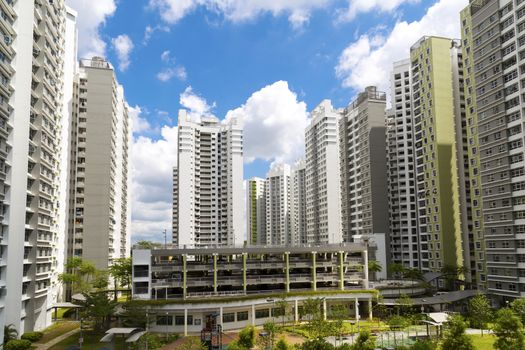 A new estate with neighborhood facities carpark at the center- Singapore 