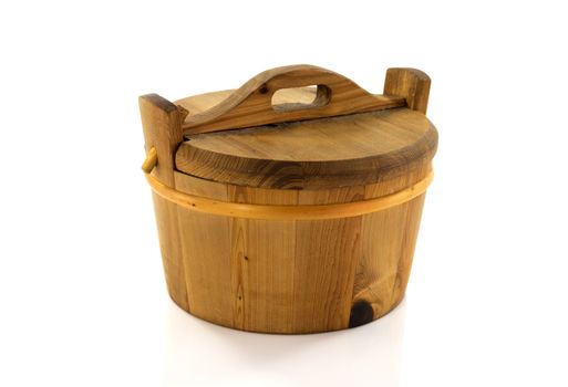 wooden hot tub isolated on white