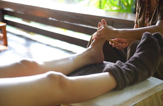 The women massage her foot for thai spa foot massage