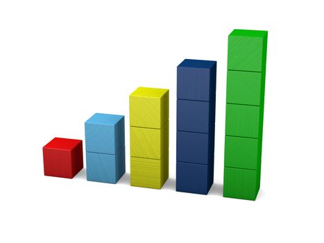 Growth symbol made of colorful wooden blocks, isolated on white background
