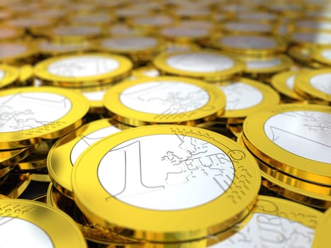 Detail of huge pile of Euro coins, concept of wealth, rich and treasure