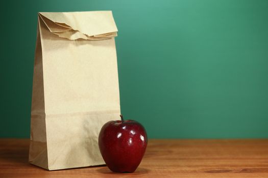 Back to School Lunch Sack Sitting on Teacher Desk