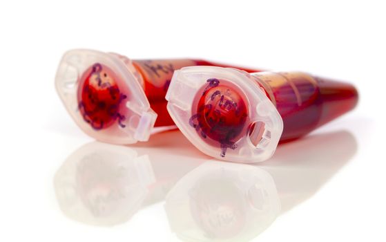 Sample of stem cells in the reaction tube, isolated on white background