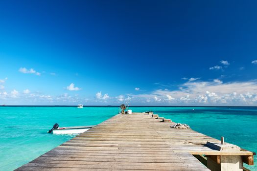 Beautiful beach with jetty at Maldives