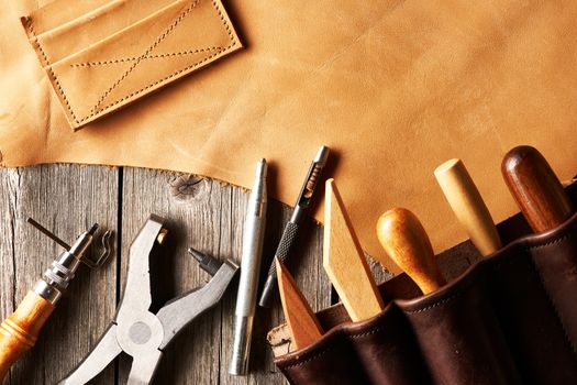 Leather crafting tools still life