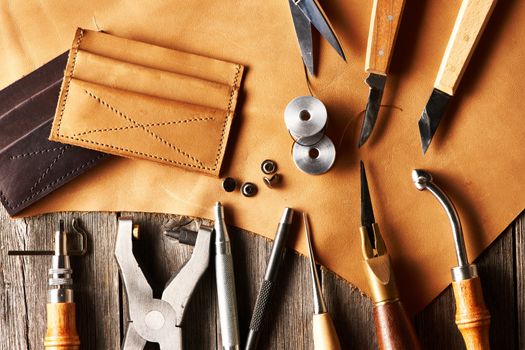 Leather crafting tools still life
