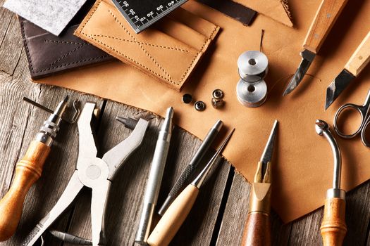 Leather crafting tools still life