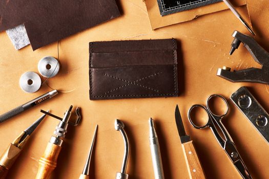 Leather crafting tools still life