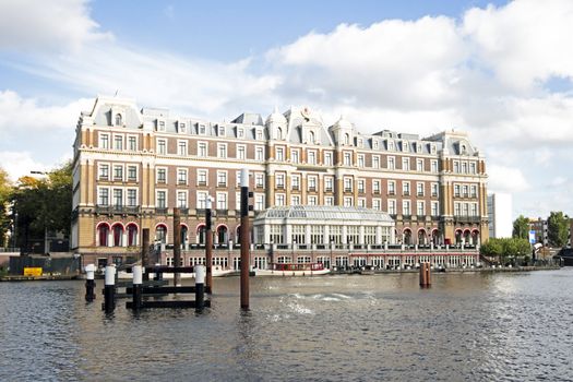 Old medieval building in Amsterdam the Netherlands