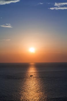 Fishing boats at sunset silhouette phuket, Thailand.