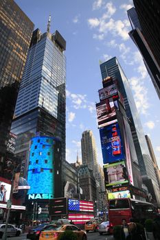 NEW YORK CITY - MAY 16: Times Square, featured with Broadway Theaters and huge number of LED signs, is a symbol of New York City and the United States, May 16, 2013 in Manhattan, New York City