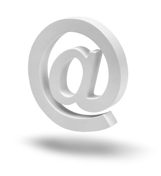 Realistic e-mail sign symbol floating aloft isolated on white