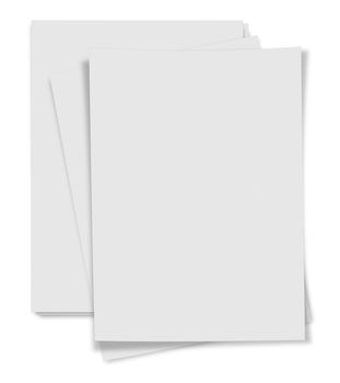 collection of various blank white paper on white background