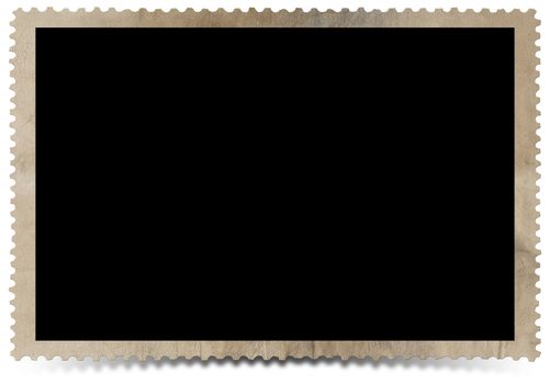 Aged photo frame on white background with shadow
