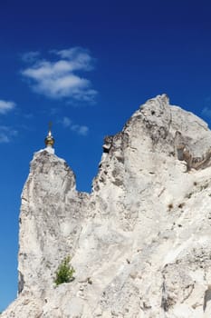 cave temple in Divnogorsky Sacred Uspenskom a man's monastery against the sky