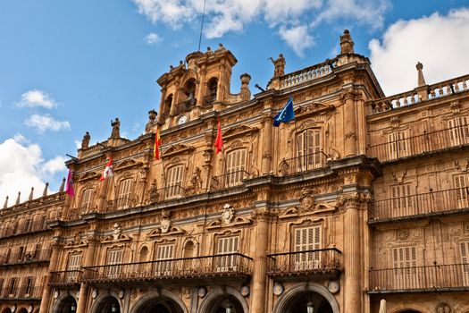 Facade of City Hall on square  Plaza Mayor in Salamanca, Spain