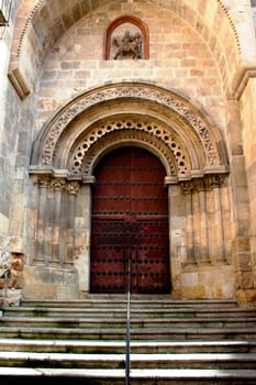 Wooden door of church of Saint Martin in Salamanca, Spain