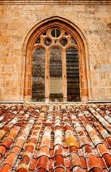 Window of ancient Cathedral in Salamanca, Spain