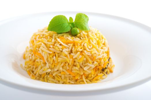 Indian plain biryani rice on plate.