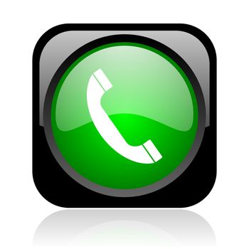 phone black and green square web glossy icon