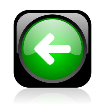 arrow left black and green square web glossy icon