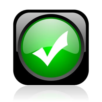 accept black and green square web glossy icon