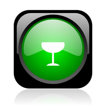 glass black and green square web glossy icon