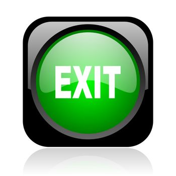 exit black and green square web glossy icon