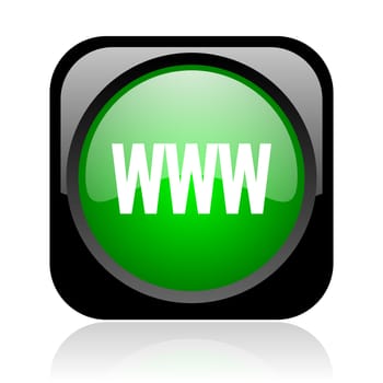 www black and green square web glossy icon