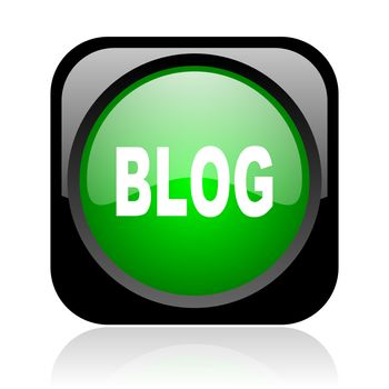 blog black and green square web glossy icon