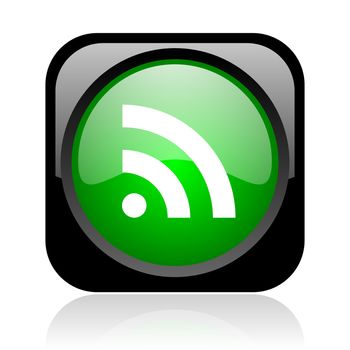 rss black and green square web glossy icon