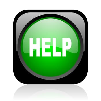 help black and green square web glossy icon