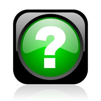 question mark black and green square web glossy icon