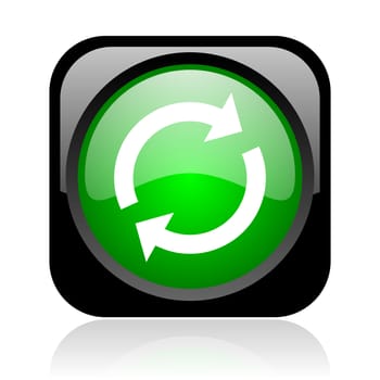 reload black and green square web glossy icon