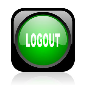 logout black and green square web glossy icon