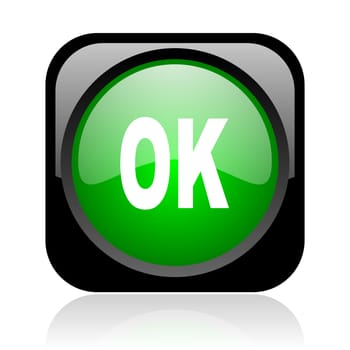 ok black and green square web glossy icon