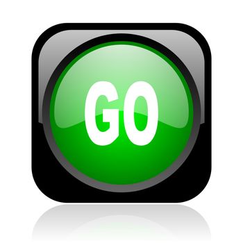 go black and green square web glossy icon