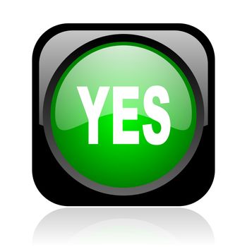 yes black and green square web glossy icon