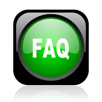 faq black and green square web glossy icon
