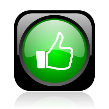 thumb up black and green square web glossy icon