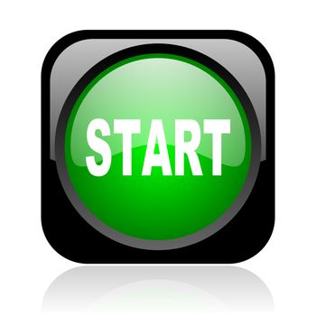 start black and green square web glossy icon