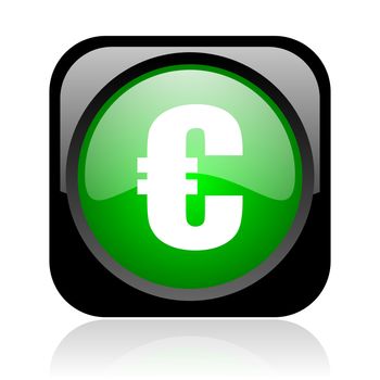 euro black and green square web glossy icon