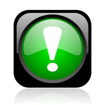 exclamation sign black and green square web glossy icon