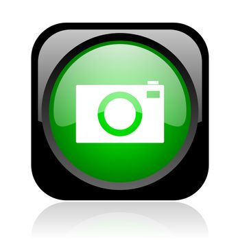 camera black and green square web glossy icon
