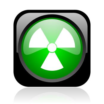 radiation black and green square web glossy icon