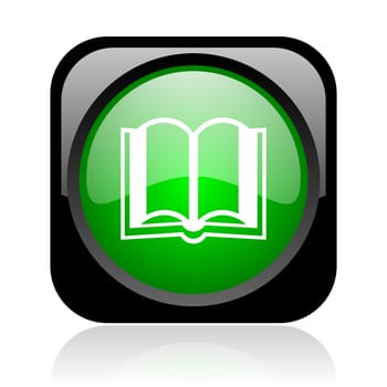 book black and green square web glossy icon