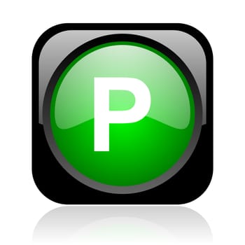 park black and green square web glossy icon