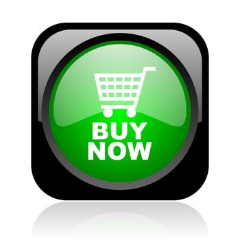 buy now black and green square web glossy icon